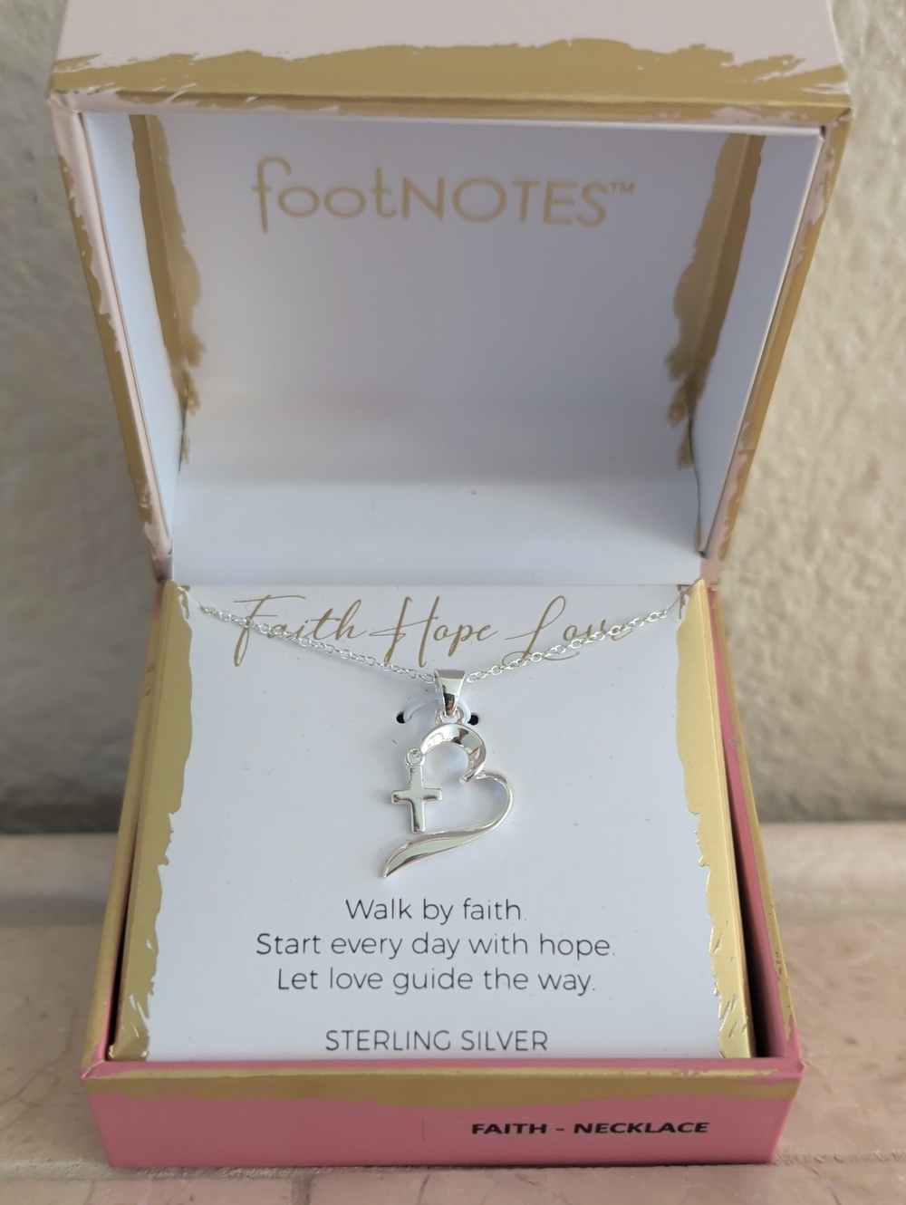 NIB Footnotes Silver "Faith" Necklace